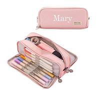 Jinlinjew Astuccio portamatite di Grande capacità Portapenne con Nome Personalizzato Portapenne a 3 Scomparti Portapenne Semplice Portapenne per Scuola Teen Girl Boy