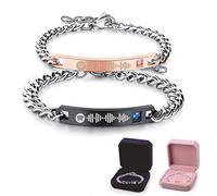 Jinlinjew Braccialetti personalizzati con codice Spotify di musica per coppie His Her King Queen Always Forever I Love You, Bracciali per coppie per uomo donna