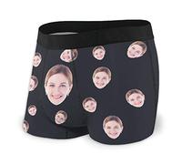 Jinlinjew Slip Boxer da Uomo con Stampa di volti Personalizzati - Faccia da Moglie Personalizzata su Biancheria Intima da Uomo, Faccia Buffa in Mutande con Foto
