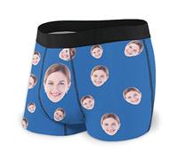 Jinlinjew Slip Boxer da Uomo con Stampa di volti Personalizzati - Faccia da Moglie Personalizzata su Biancheria Intima da Uomo, Faccia Buffa in Mutande con Foto