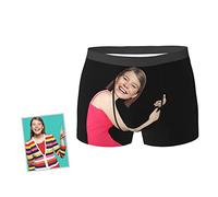 Jinlinjew Slip Boxer Divertente Viso Personalizzato per Uomo Fidanzato, Foto Stampata Personalizzata Fidanzata Facce Divertenti novità Pantaloncini Natale Intimo Amante Pantaloni Piatti