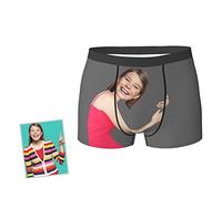 Jinlinjew Slip Boxer Divertente Viso Personalizzato per Uomo Fidanzato, Foto Stampata Personalizzata Fidanzata Facce Divertenti novità Pantaloncini Natale Intimo Amante Pantaloni Piatti