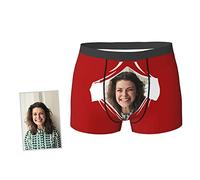 Jinlinjew Slip Boxer Divertente Viso Personalizzato per Uomo Fidanzato, Foto Stampata Personalizzata Fidanzata Facce Divertenti novità Pantaloncini Natale Intimo Amante Pantaloni Piatti
