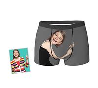 Jinlinjew Slip Boxer Divertente Viso Personalizzato per Uomo Fidanzato, Foto Stampata Personalizzata Fidanzata Facce Divertenti novità Pantaloncini Natale Intimo Amante Pantaloni Piatti