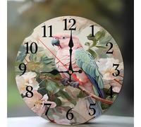 Jinmer 30 cm Fiore di pappagallo rosa Orologio da Parete, Moderno Silenzioso Non ticchettio orologi, Legno Funziona a Batteria Decorativo per Cucina, Soggiorno, Camera da Letto, Bagno, Ufficio