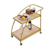 JINMUXUAN Mini carrello da bar con struttura in metallo, carrello da cucina con 2 ripiani in legno e ruote per piccoli spazi, casa, cucina, club, 69 x 40 x 66 cm, Beauty Comes