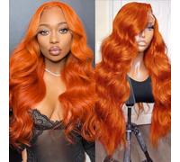 JINNOO Ginger Orange Lace Front Wigs Human Hair Pre Plucked 13X4 HD Ginger Frontal Wig 180 Density Ginger Wig Human Hair 88J Colored Orange Human Hair wig Glueless Human Hair Wigs 22 Inch