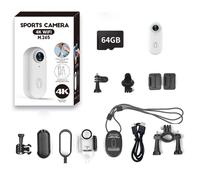 Jinpei JS-10W - Mini action camera 4K, 64 GB, fotocamera indossabile con clip girevole a 360° e clip magnetica, per lezioni, viaggi, passeggiate con animali domestici e attività all'aperto, colore