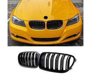 Jinpengyong Griglia Anteriore per BMW 3er E90 E91 - Doppio Rene Frontale Di Ricambio in ABS Nero Lucido (2009-2011)