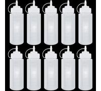 JinPhon 10 Pezzi Dosatore Salse 450ml, Set Biberon Cucina Professionale (Maxi Formato), Bottiglie Squeeze Plastica per Ristorante, Food Truck e Feste, Dispenser per Condimenti e Decorazioni