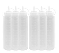 JinPhon 6 Pezzi Dosatore Salse 650 ml 24 oz, Biberon Cucina Professionale in Plastica Squeeze, Bottiglie con Tappo per Olio, Ketchup, Maionese e Senape, Trasparente e Ricaricabile