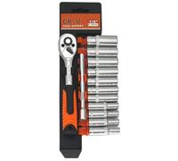 JinPhon Set di chiavi a bussola professionale da 1/4", piccolo cricchetto con meccanismo a 24 denti e punte Cr-V, set completo con sgancio rapido, estensione, organizzatore, cricchetto, set XL