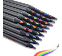 Jinpojun 12 Pezzi Matita Multicolore, 7 in 1 Matite Arcobaleno,Matite Colorate Arcobaleno per Adulti o Bambini,Matite Multicolori per Arte, Disegno, Colorazione, Schizzi