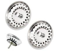 Jinpojun 2 Pezzi Tappo Lavandino Cucina, Filtro Lavello Cucina Acciaio Inox 79,3mm con Comoda Chiusura, Tappo Cestello per Lavabo Foro Colino, Ideale Come Ricambio per Lavello