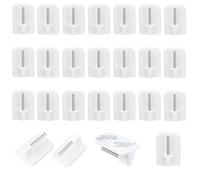 Jinpojun 24 Pezzi Gancio Autoadesivo per Bastone, Decorativi per Finestra, Curtain Hooks per Muro Parete Tende, Non c'è bisogno di fare buchi, Ganci per Zanzariere per Tende di Rete Canne, Bianco