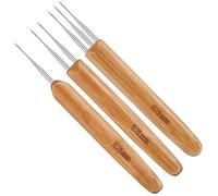 Jinpojun 3 Pezzi Uncinetto Dreadlock per Capelli, 0,75 mm Dreadlock Crochet Hook Tool, Include 1 Gancio, 2 Ganci, 3 Ganci per Forniture Dreadlock, bambù Ago Tessitura Uncinetto
