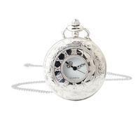 Jinpojun Orologio da Tasca con Catena, Orologio da Taschino Vintage per Uomo Donna, Compleanno, Anniversario, Giorno di Natale, Festa del Papà (Argento)