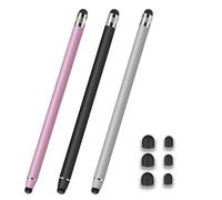 Jinpojun Stylet Tablette Universel pour Écran Tactile avec 6 Embouts de Rechange, 2 en 1 Capacitif Stylus Touch Pen Universels pour Phone Pad Kindle Galaxy Tablette Android iOS Smartphones