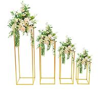 JINPRDAMZ 4 supporti per fiori per matrimoni,centrotavola,100 cm,80 cm,60 cm,40 cm,in metallo,supporto per fiori alto,geometrico,colonna di fiori per decorazioni per la casa,soggiorno,feste