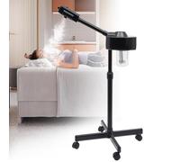 JINPRDAMZ Ozon, vapore, vaporizzatore viso per salone e casa con ruote, vaporizzatore per sauna facciale, nebbia calda, cura profonda del viso, ugello girevole a 360°, 750 W, nero
