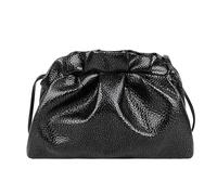 JINQIGG Borsa a tracolla casual Cloud Texture Design Pieghe PU Multi Pocket Organizzazione Confortevole Cinghia Regolabile, Nero