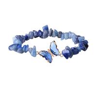 JINQIGG Braccialetto fatto a mano a forma di farfalla, lunghezza regolabile, perline in pietra naturale, per compleanni, anniversari, San Valentino, Cristallo