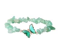 JINQIGG Braccialetto fatto a mano a forma di farfalla, lunghezza regolabile, perline in pietra naturale, per compleanni, anniversari, San Valentino, Cristallo