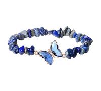 JINQIGG Braccialetto fatto a mano a forma di farfalla, lunghezza regolabile, perline in pietra naturale, per compleanni, anniversari, San Valentino, Cristallo