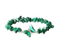 JINQIGG Braccialetto fatto a mano a forma di farfalla, lunghezza regolabile, perline in pietra naturale, per compleanni, anniversari, San Valentino, Cristallo