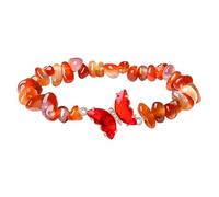 JINQIGG Braccialetto fatto a mano a forma di farfalla, lunghezza regolabile, perline in pietra naturale, per compleanni, anniversari, San Valentino, Cristallo