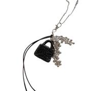 JINQIGG Collana con ciondolo a forma di borsetta unica per le donne, fatta a mano, alla moda, idea regalo alla moda, accessorio per tracollare, accessorio multifunzionale per maglioni, Misura unica