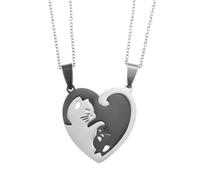 JINQIGG Collana con ciondolo a forma di gattino, in acciaio e metallo, per coppie, da indossare tutti i giorni, per occasioni speciali