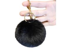 JINQIGG Colorful Faux Furs Portachiavi Pompon Portachiavi 8cm Fuzzy Pompon Palla Con Gancio In Metallo Per Le Donne Accessori Dei Monili, Nero , Taglia unica