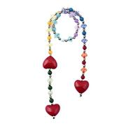 JINQIGG Ornamento rosso di Keychain della resina del cuore decorato con pietre naturali variopinte e perline trasparenti per le maniglie della