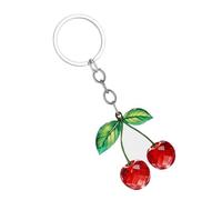 JINQIGG Portachiavi acrilico a due lati con motivo ciliegie, materiali resistenti allo sbiadimento, ideali per gli appassionati di attività all'aperto, Rosso, Taglia unica