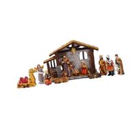 JINQIGG Presepe di Natale Figurine Resina Presepe Statua con Stabile Sacra Famiglia Statua Tavolo Centrotavola Decorazioni per la Casa