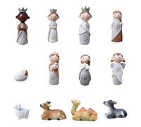 JINQIGG Presepe di Natale Figurine Resina Presepe Statua con Stabile Sacra Famiglia Statua Tavolo Centrotavola Decorazioni per la Casa