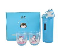 Jinro Soju Dispenser con 2 bicchieri Soju, dispenser automatico di bevande, touchless, classico marchio Soju, soju coreano, regali divertenti, tubo in silicone 2 misure, ricarica tipo C [licenza