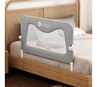 Jinrobabes Sponde per letto per bambini, altezza regolabile e protezione pieghevole per letto singolo, sponda extra lunga con pressa senza cuciture per letti di dimensioni standard (90 cm)