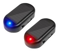 JinRui-T 2PCS Solar Power Falso Car Alarm LED Luce Simulato Dummy Avvertimento Antifurto LED lampeggiante Luce di Sicurezza Auto Sistema di Allarme Lampada con Porta USB Luce Blu e Rosso