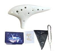 JINSBON Ocarina in ceramica a 12 fori, contralto, per flauto Legend of Zelda, ocarina con cordino da collo e libro di canzoni (bianco)