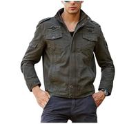 Jinsha Classica Militare Tattica Cargo Antivento Giacca da Uomo Cotone Lavoro Giubbotto Bomber Casual Leggero Maniche Lunghe Workwear Cappotto Outdoor Primavera e Autunno da Uomo Verde XXL