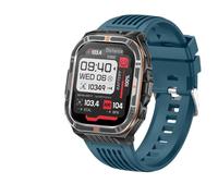 JINSHANGZI 2026 New 1100mah Big Battery Smart Watch 2.01 Inch Flashlight Compass 3ATM Waterproof Bluetooth Call 100+ Sports Smart Watch Men (Blue silicone)
