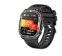 JINSHANGZI 2026 New 1100mah Big Battery Smart Watch 2.01 Inch Flashlight Compass 3ATM Waterproof Bluetooth Call 100+ Sports Smart Watch Men (Black silicone)