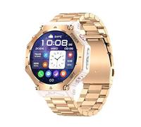 JINSHANGZI KC91 Rugged Sport GPS Smart Watch GPS Positioning 3ATM Waterproof Outdoor Flashlight Compass Bluetooth Call Men Smartwatch Women (Gold Steel)