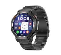 JINSHANGZI KC91 Rugged Sport GPS Smart Watch GPS Positioning 3ATM Waterproof Outdoor Flashlight Compass Bluetooth Call Men Smartwatch Women (Black Steel)