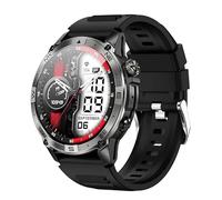 JINSHANGZI Men Smart Watch HK08 Amoled Screen BT Calling Outdoor Sports Altitude Pressure GPS Motion Positioning Compass Smartwatch (Black)