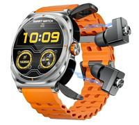JINSHANGZI Smart Watch 7 Ultra GT98 Earbuds TWS 2-in-1 Wireless Headset BT Call Earphones Music Playback Sports Fitness Tracker Smartwatch (Silver Orange)
