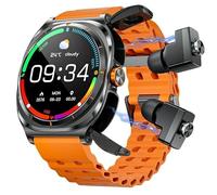 JINSHANGZI Smart Watch 7 Ultra GT98 Earbuds TWS 2-in-1 Wireless Headset BT Call Earphones Music Playback Sports Fitness Tracker Smartwatch (Black Orange)