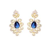 JINSHENGXINA Orecchini A Forma di Fiore Pesante con Zirconi Colorati Micro-pavé